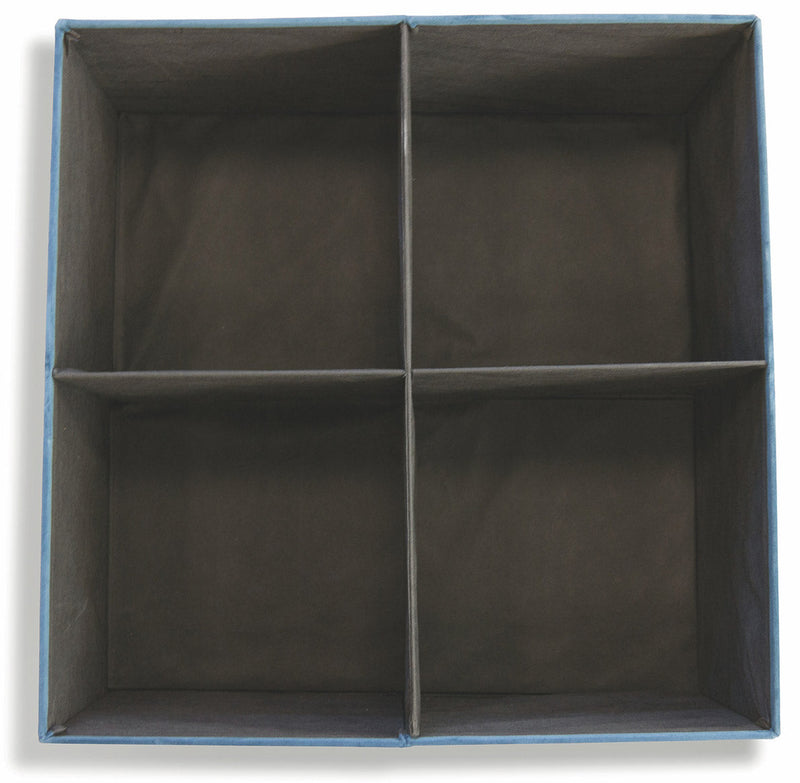 Pouf Poggiapiedi Contenitore 76x75x37,5 cm in Velluto Soriani Blu