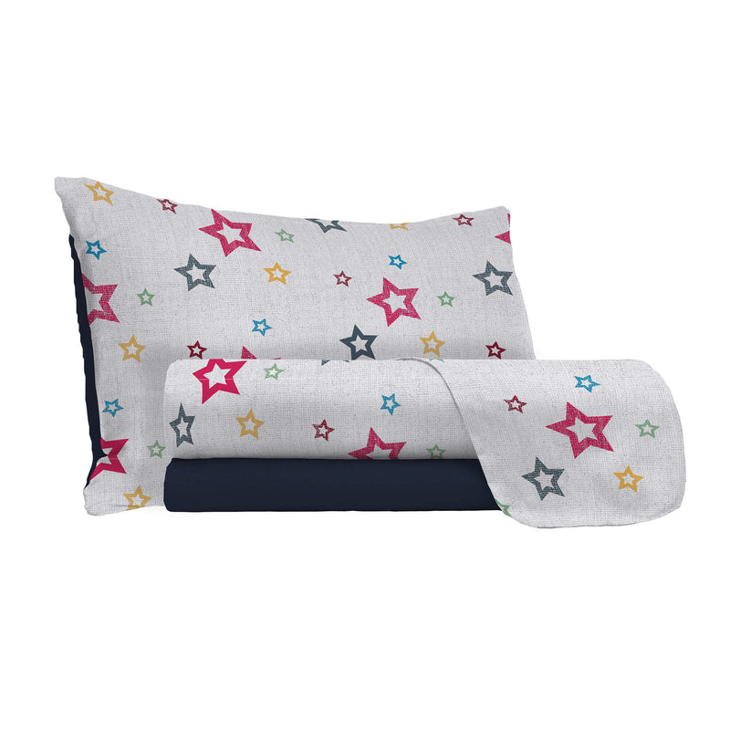 Set Lenzuola con Stampa Sopra Sotto e Federe Superstar Varie Misure