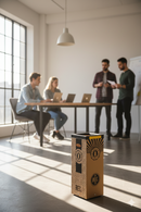 Pattumiera Per Raccolta Rifiuti 28x28xh70 cm in Cartone Con Stampa Grafica Plastica Beige