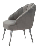 Poltrona Shell Grigia 65x69x84 cm in Legno Spugna Poliestere e Acciaio Grigio
