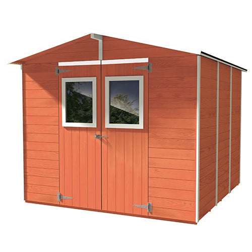 Casetta Box Capanno in Legno Salmone per Attrezzi con 2 Porte e Finestre 238X305X214Cm sconto