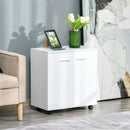 Mobile TV in legno con Ruote e 2 ante Bianco 60x35x65 cm 
