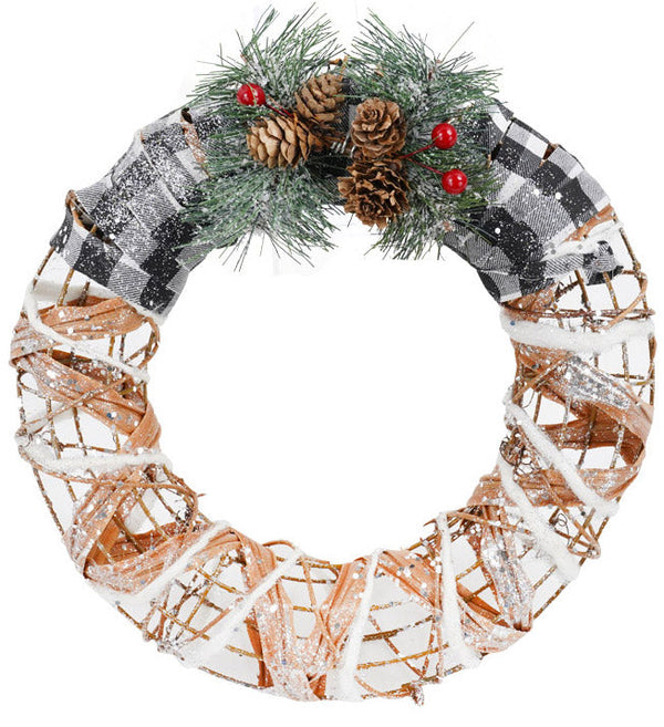 Corona di Natale Dietroporta Ø30 cm con Nastro e Pic Natalizia acquista