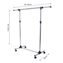 Stender Appendiabiti Larghezza e altezza regolabili con Ruote in Acciaio Inox 160x170 cm 