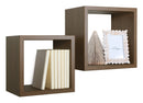 Set 2 Mensole Cubo da Parete Quadrato in Fibra di Legno Q-Bis Maxi Rovere Tabacco