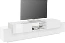 Mobile Tv 4 Ante e Ripiano a Giorno 220x45x51,5 cm Coro Bianco Lucido/Bianco  