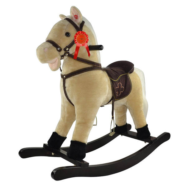 acquista Cavallo a Dondolo per Bambini in Peluche con Suoni Beige
