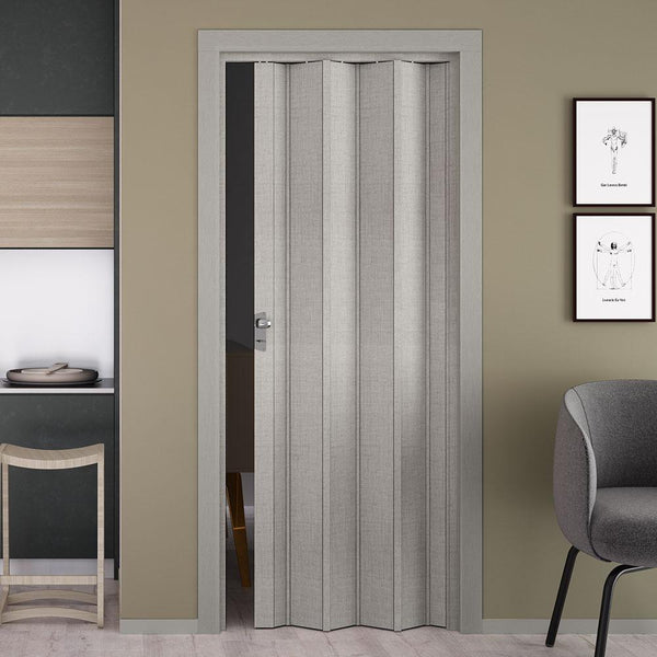 Porta a Soffietto da Interno 88,5x214 cm in PVC Florance Tessuto Grigio online