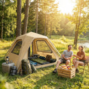 Tenda Pop-Up per 2-3 Persone 240x240x160 cm con Finestre in Rete e Borsa in Tessuto Oxford 210D UPF50+ Cachi      