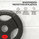Set di Dischi Pesi 2x10 kg con Foro da 5 cm e 3 Impugnature Acciaio con Rivestimento in Plastica Nero      