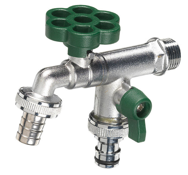 sconto Rubinetto a Sfera Doppio per Fontana da Giardino con Fiore e Leva Colorate Belfer RUB/030 Verde