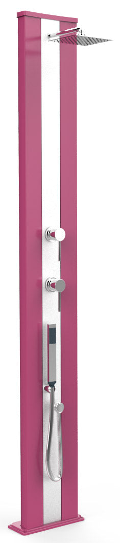 sconto Doccia Solare da Esterno Giardino 40L Miscelatore e Doccetta Mobile Arkema Dada S Fascia Inox Fuxia
