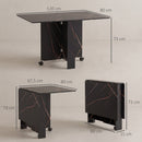 Tavolo da Pranzo Pieghevole per 2-6 Persone 120x80x73 cm con Ruote in Truciolato Nero Effetto Marmo      