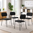 Set 4 Sedie Parigi con Struttura in Metallo e Seduta Ergonomica in Tessuto Nero     