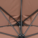 Mezzo Ombrellone da Giardino 230x130x249 cm in Metallo e Poliestere Caffè