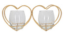 Portacandele Heart 27,5x9,5x12,5 cm in Ferro e Vetro Oro