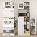Credenza Moderna Dispensa da Cucina Porta Microonde 60x35x169 cm Armadietto con Portaspezie Bianco  