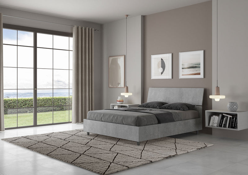 Letto Matrimoniale Francese Testata Inclinata Demas Grigio Varie Misure