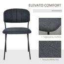 Set 4 Sedie Imbottite 49,5x55x81 cm in Tessuto Effetto Lino Grigio Scuro