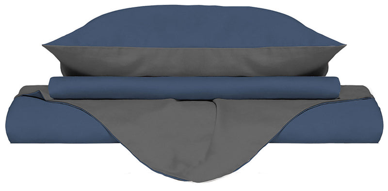 Copripiumino con Sacco e Federe Doubleface Avio\/Fumo