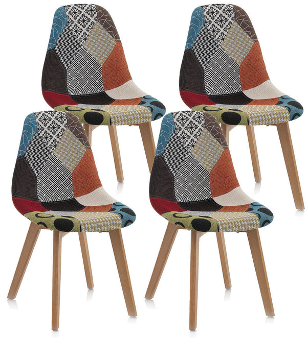 prezzo Set 4 Sedie 47,5x43x82,5 cm in Tessuto Patchwork