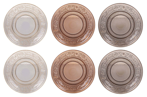 online Set 6 Piatti Pane Ø15 cm  in Vetro VdE Tivoli 1996 Imperial Ecrù Ambra e Fumè
