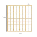 Paravento da Interno a 4 Pannelli Pieghevole 160x170 cm in Legno e Tessuto Colore Legno e Bianco      