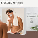 Armadietto da Bagno con Specchio 60x15x60 cm a 3 Ripiani Interni Regolabili in Legno e Vetro Bianco      
