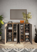 Mobile Multiuso 4 Ante con 10 Ripiani 140x35x111 cm Frame Bronzo e Mercure