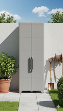 Armadio Portascope Modulare da Esterno 78x43,6x225,8 cm 2 Ante 5 Ripiani in Polipropilene Transforming Grigio e Nero