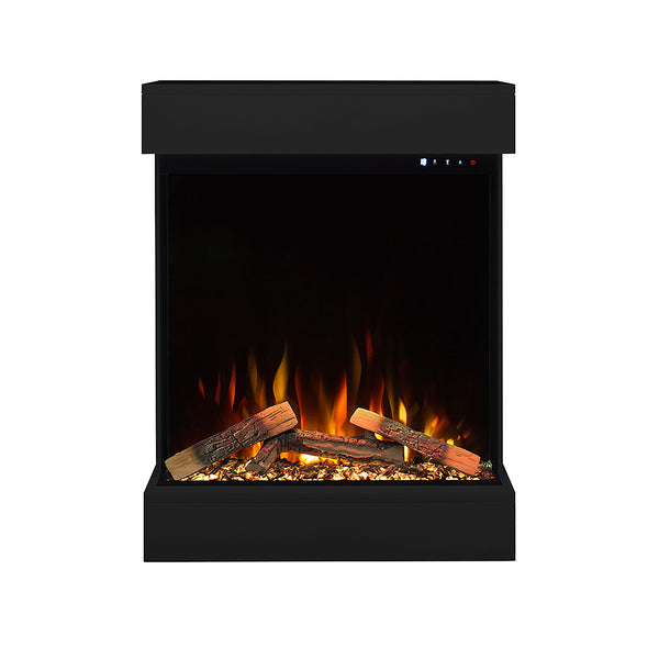sconto Caminetto Elettrico da Pavimento Autoportante Calliope Effetto Fuoco e Telecomando con Cornice in Legno MDF Nero