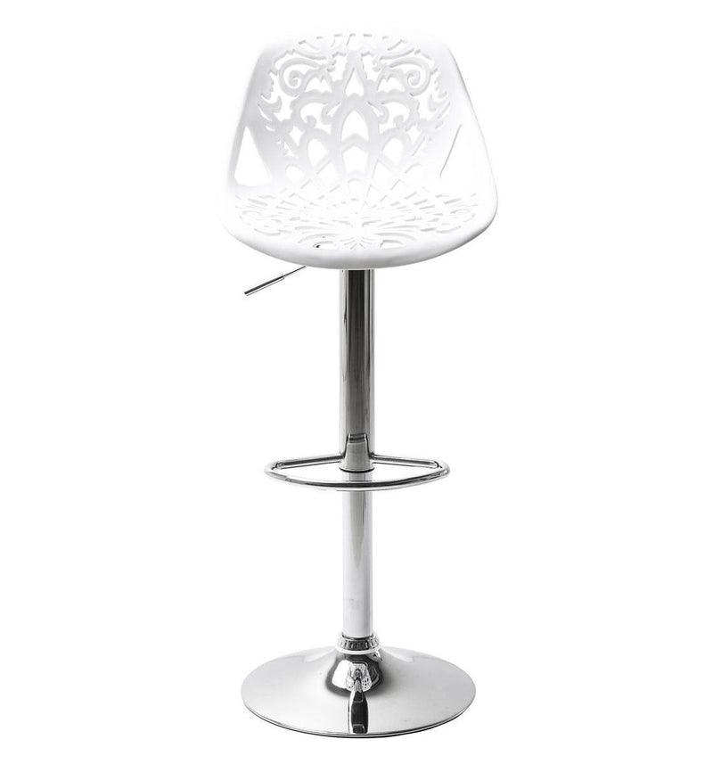 Sgabello con  Alzata a Gas e Seduta Girevole in Polipropilene Vandi Bianco