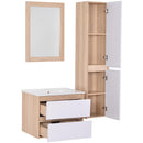 Mobile Bagno Sospeso 60 cm a 2 Cassetti 1 Specchio 1 Colonna  Montana Rovere