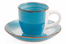 Set 6 Tazzine Caffè 90 ml in Gres Turchese con Piattino Villa d'Este Home Tivoli Baita Acqua