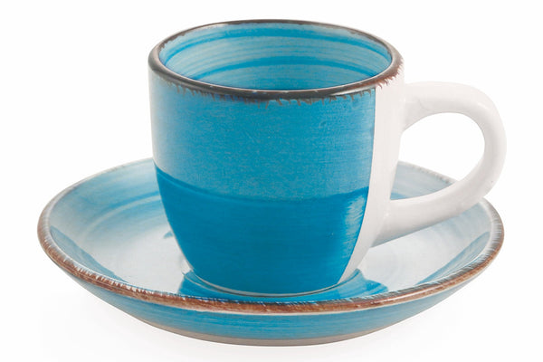 Set 6 Tazzine Caffè 90 ml in Gres Turchese con Piattino Villa d'Este Home Tivoli Baita Acqua acquista