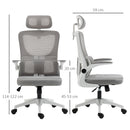 Sedia da Ufficio Direzionale 60x59x114-122 cm con Poggiatesta in Poliestere Grigio