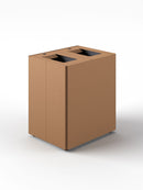 Pattumiera a 2 Scomparti Totale 90 L 56x44x 63 cm con Contenitori Interni in Acciaio Verniciato Corten 