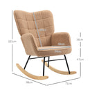 Poltrona a Dondolo Imbottita Rivestimento Bouclé 71x98x101 cm Marrone  