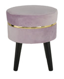 Sgabello Paris Rosa Ø35x40,5 cm Legno Spugna e Velluto Sintetico Rosa e Oro e Nero