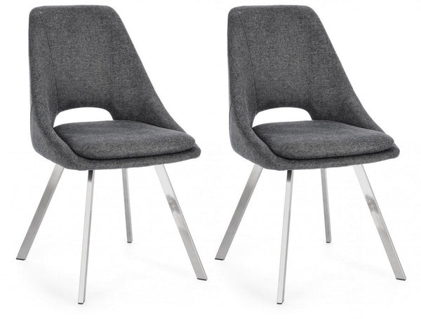 prezzo Set 2 Sedie 45x49,5x85 cm Kashar in Tessuto Grigio Scuro