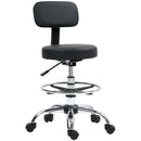Sedia Girevole 52x52x78-92 cm ad Altezza Regolabile con Poggiapiedi in Acciaio e Finta Pelle Nero 