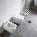 Coppia di Sanitari WC e Bidet Sospesi Filo Muro in Ceramica 36,5x58x33cm Bianco