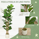 Pianta di Fico Artificiale Verde 50x50x150 cm in PEVA e Legno con Vaso Contenitore in PP e Cemento      