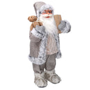 Babbo natale in tessuto grigio e beige cm xh80