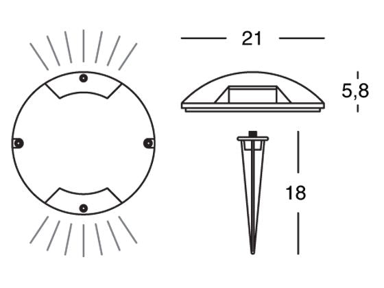 Lampada Segna Passo a Due 2X1W a Led Colore Grigio Grafite per Esterno Linea Moon Sovil