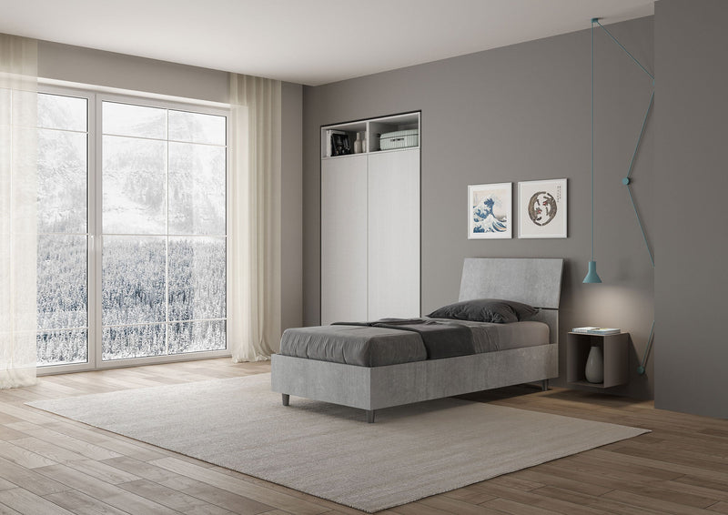 Letto Singolo Testata Inclinata Demas Grigio Varie Misure