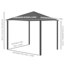 Gazebo da Giardino 2,94x2,94m in Alluminio Caffè