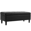 Cassapanca Pouf Contenitore Poggiapiedi 136 L 110x41x42 cm in Finta Pelle Adatta agli Animali Domestici Nero      
