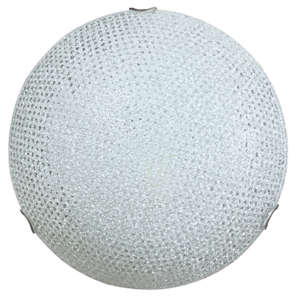 sconto Plafoniera 1xE27 Ganci Cromo Vetro Lastra Diamantino Serigrafato Bianco E-Energy Cassandra