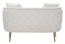Divanetto Bucarest Crema 127x74x73 cm Legno e Spugna e Tessuto e Metallo Crema e Oro